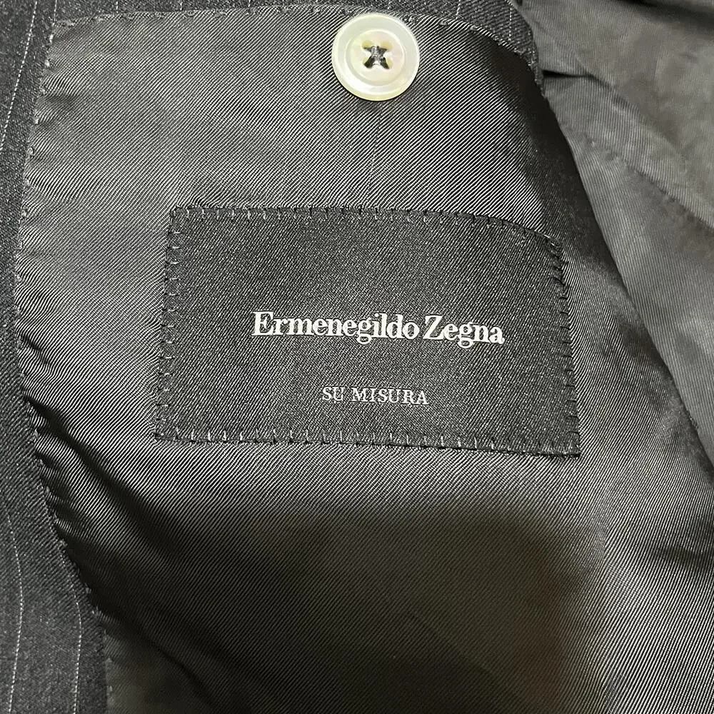 Ermenegildo Zegna Blazer Mens 52R Gray Pinstripe Wool Su Misura Fit Mila Swiss
